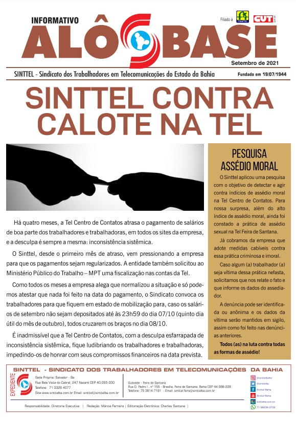 Sinttel contra o calote na Tel Centro de Contatos